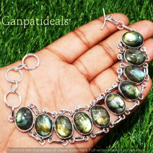 Labradorite Gemstone Ethnic Handmade Fashion Bracelet Jewelry 9" BR-3886 - Picture 1 of 1