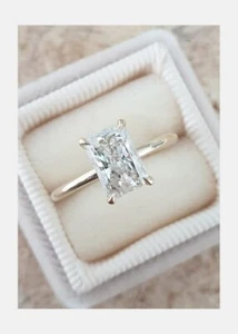 2.00 Ct Emerald Cut Lab Created Diamond Engagement Ring 14K Rose Gold Over - Picture 1 of 4