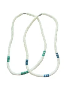 Juego de 2 cadenas cadena concha con cierre giratorio Beach Surfer playa azul turquesa - Imagen 1 de 6