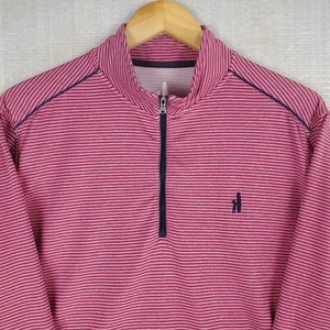 JOHNNIE-O Size Medium Mens 1/4 Zip Berry Striped Performance Wind Shirt Golf UV+ - Picture 1 of 15