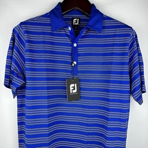 FootJoy FJ Men's Polo Shirt - Golf - Short Sleeve - Blue w/ Stripes - S - Picture 1 of 17