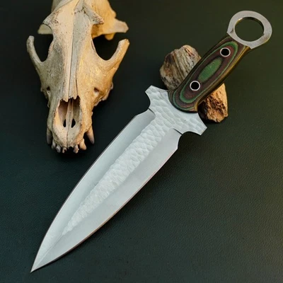 Cuchillo Damasco/Acero 12.4" Listo para Regalo Full Tang Hunt it Hunt + Funda de Cuero Foto 1 de 4