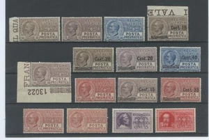 REGNO 1913/33 POSTA PNEUMATICA CPL. 15V. 2 ** LUSSO - Picture 1 of 1