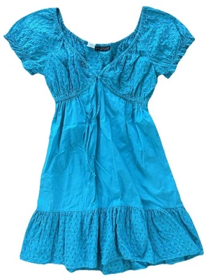 La Blanca by Rob Beattie Turquoise Babydoll Eyelet Tunic Milkmaid Size Small* - Image 1 of 4