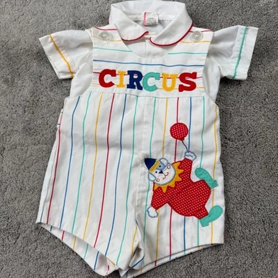 Conjunto Circo Payasos Vintage Y2K Bebé 12m Blanco Años 90 Foto 1 de 4