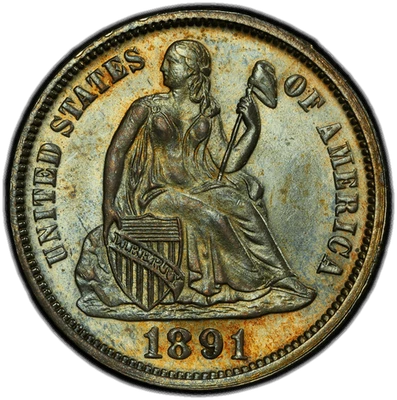 1891 10C PCGS MS 65 CAC - Image 1 of 2