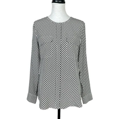 Blusa Equipment S Mujer Lynn Blanco y Negro Estampado Gota de Lluvia Manga Larga Seda Foto 1 de 4