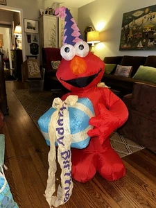 Elmo Happy Birthday Sesame Street Airblown Inflatable 4 Feet Tall Electric - Picture 1 of 12