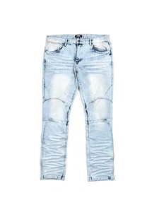 Fbrk Jeans Men’s 37/32 (tag38/32) Rugged Distress Acid Wash Blue - Picture 1 of 5