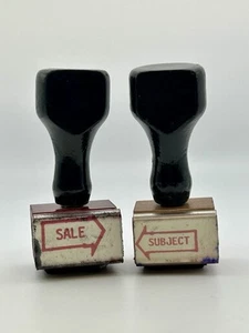 Vintage Rubber Ink Stamp Set Of 2 Subject Sale - Picture 1 of 5