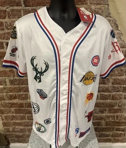 NWT NBA Ultra Game Team Logo Button Down Baseball Style Jersey Mens Medium - Picture 1 of 10