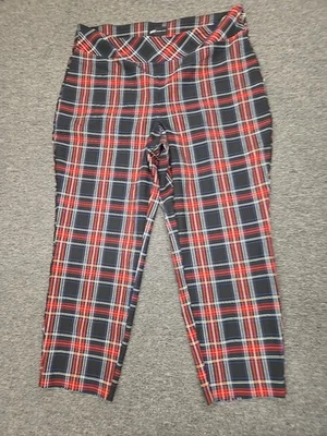Pantalones de mujer JONES NEW YORK 2x rojos negros tartán a cuadros pierna ajustada 40x27 Foto 1 de 4