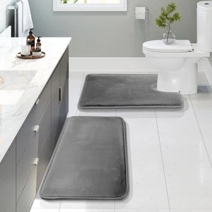 Bathroom Rugs, Velvet Memory Foam Bath Mat, Non-Slip Bath Rugs, Machine Wash,... - Picture 1 of 7