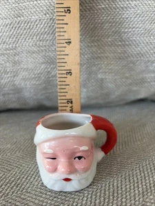 Vintage Winking Santa Claus Christmas Mug Cup 1.75" H Mini Hand Painted Japan - Picture 1 of 6