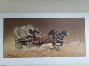 Numbered and Signed Lithograph by Frank McCarthy "Race With the Hostiles" W/COA - Picture 1 of 9