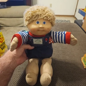 Vintage 16" Cabbage Patch Kinder Puppe Junge blond blaue Augen Sommersprossen HM2 1983 Overall - Bild 1 von 14