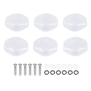 6Pcs Guitar Tuning Peg Cap Plastic Tuner Key Cover Machine Head Knob Cap White - Picture 1 of 12