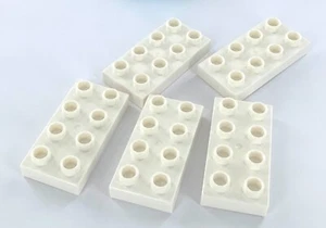 LEGO Duplo Steine Platte, Weiß, 2x4, 5 Stück, NEU - Picture 1 of 1