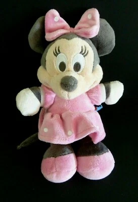 F6. DOUDOU PELUCHE DINEY CREAPRIM SOURIS MINNIE GRIS ROBE ROSE BLANC ETAT NEUF* - Photo 1/4