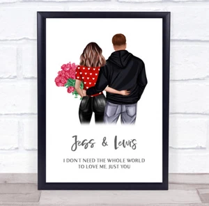 Rose Rosa Amore Regalo Romantico Per Lui o Lei Stampa Coppia Personalizzata - Foto 1 di 6