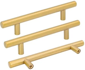 (H19) 6-2/5" length Gold Euro Style Cabinet Hardware Bar Pull - Picture 1 of 2