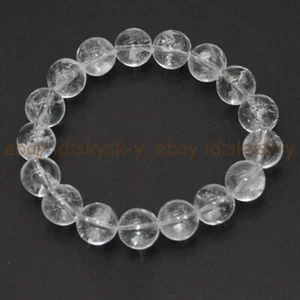 "Brazalete elástico elástico con cuentas de cuarzo de cristal de roca transparente natural de 7,5""" - Imagen 1 de 8