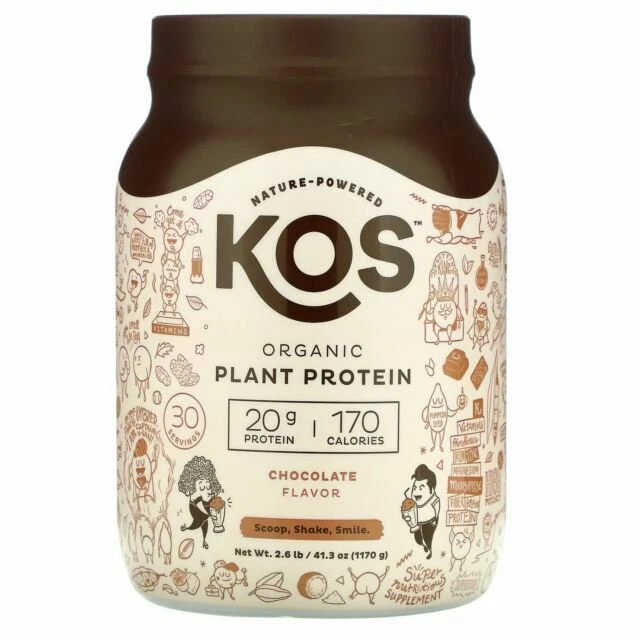 KOS Organic Plant Protein Powder, Chocolate - 1170g (30 Servings)