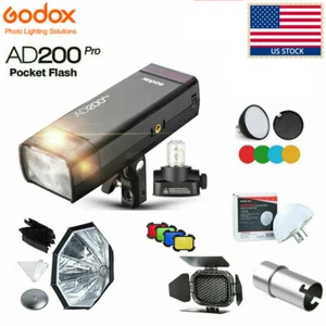 US Godox AD200Pro 2.4G TTL Dual Head Flash Light AD-S2 S11 S17 AD-S7 Softbox Kit - Picture 1 of 12