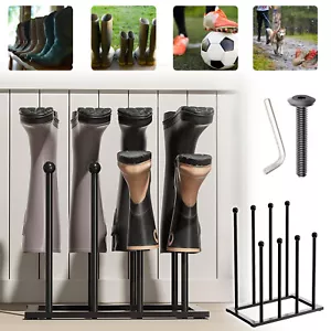 4 Pair Metal Welly Boot Stand Rack Indoor Outdoor Boots Storage Holder Organiser - Picture 1 of 12