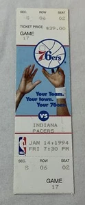 January 14, 1994 basketball ticket ~ PHILADELPHIA 76ERS vs INDIANA PACERS - Picture 1 of 2