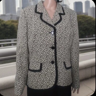 Chaqueta Blazer SAG HARBOR Talla Grande 18 Mujer Negra-Beige Manga L Forrada Texturizada Foto 1 de 4