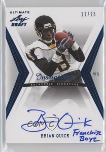 2012 Ultimate Leaf Draft Blue Inscriptions /25 Brian Quick #BQ1 Rookie Auto RC