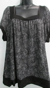 Mujer 2X Blanco y Negro Geométrico SS Pullover Tejido Top Camisa SUSAN LAWRENCE - Imagen 1 de 5