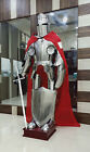 Medieval Knight Suit Of Armor Fully Articulated Larp Armor Suit With Red Cap