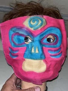 Maschera panno garza Halloween vintage NOS maschera gatto ghoul totem mostro - Foto 1 di 5