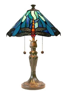 Table Lamp DALE TIFFANY HUXLEY Cone Shade Pedestal Base 2-Light Antique Bronze - Picture 1 of 3