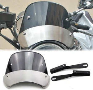 5"-7" Black/Smoke Universal Round Headlight Motorcycle Windshield Windscreen  - Bild 1 von 12