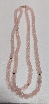 Elegancia simple ~ atemporal ~ de colección ~ cuentas de cuarzo rosa ~ collar ~ cierre y cuentas 14k GF Foto 1 de 4