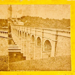 High Bridge Harlem NY Vintage Stereoview Card American Views serie standard - Foto 1 di 5
