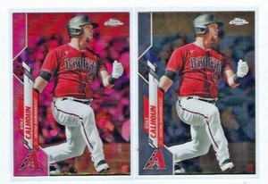 Lot (2) Kole Calhoun 2020 Topps Chrome Update PINK REFRACTOR & Base #U-4 