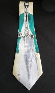 100% SILK Handmade Rene Chagal Man in Sunglasses Tie 4" x 58" Is it Tom Cruise? - Picture 1 of 6