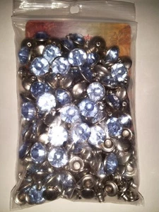 1 pack of 100 Light Blue 10 mm synthetic Crystal Rivets - FREE SHIPPING! - Picture 1 of 1
