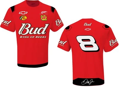 NEW DALE EARNHARDT JR #8 BUDWEISER UNIFORM POLYESTER TEE SHIRT J4986 - Image 1 of 3