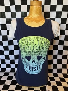 Disney Logo PETER PAN Tank Top NAVY BLUE Shirt SKULL PIRATE Neverland PIXIE Sz M - Picture 1 of 9
