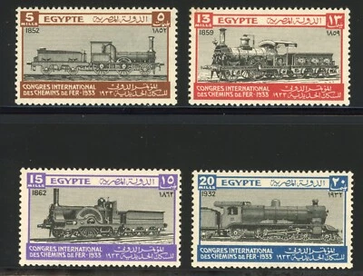 Egypt 1933 International Railroad Congress Scott# 168-171 Mint XF OG VLH Gem 💥 - Image 1 of 2