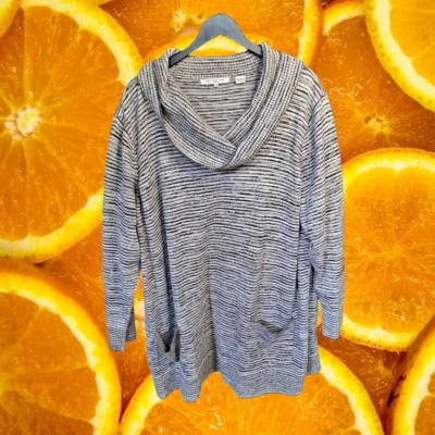 Eight Eight Eight Black and White Cowl Neck Sweater Size 3X - Image 1 of 4