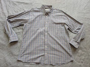 Gitman Bros Shirt Men Extra Large Blue Brown Check Button Down Long Sleeve USA - Picture 1 of 13