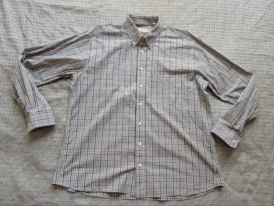 Gitman Bros Shirt Men Extra Large Blue Brown Check Button Down Long Sleeve USA - Image 1 of 4