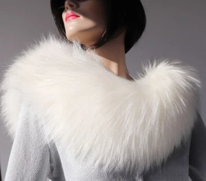 Fur Seefuchs Scarf Collar Stole Coat Trim Fashion Jacket Bridal Wool White Ivory - Picture 1 of 8
