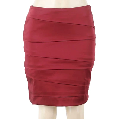 White House Black Market NEW Sz 4 Burgundy Red Bandage Nylon Blend Woven Skirt - Image 1 of 4